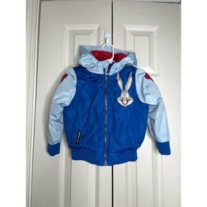 Members Only Boy’s Bugs Bunny Bomber Jacket Size 2T Blue Hooded Coat